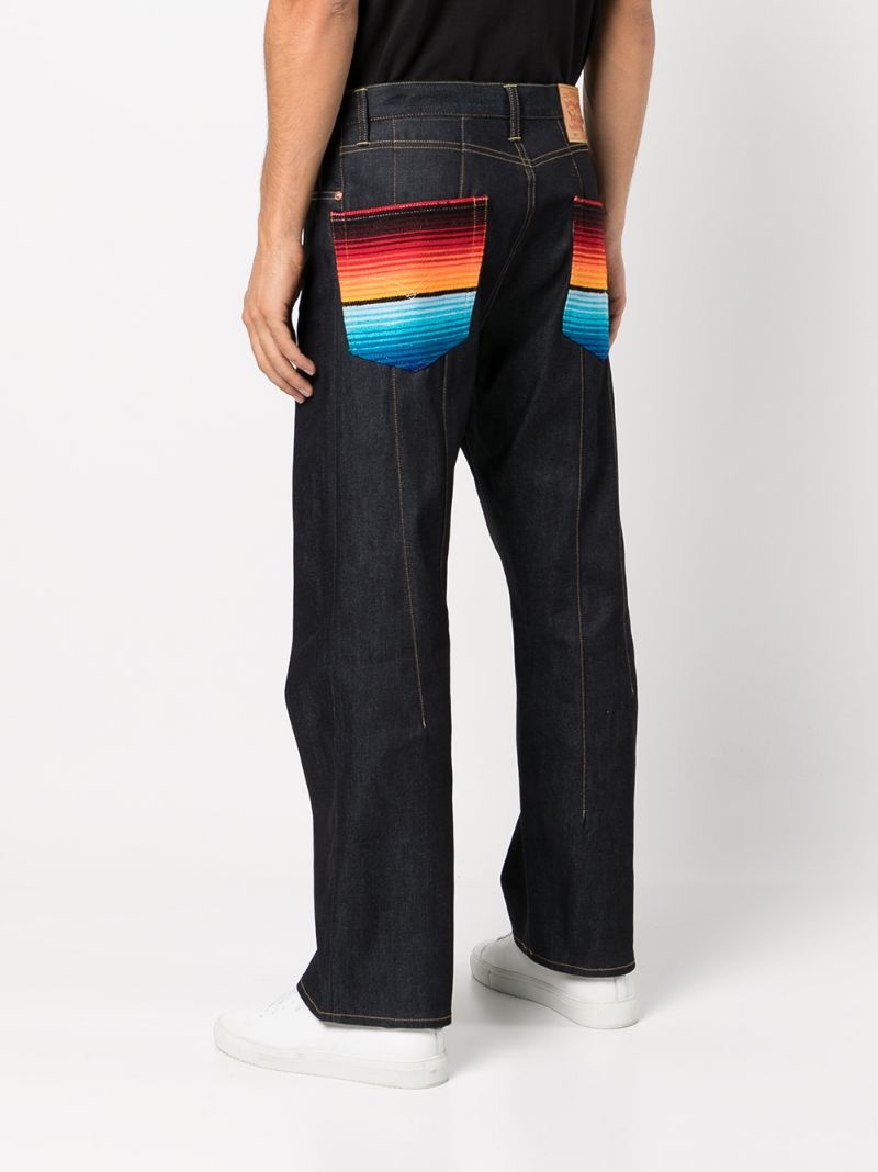 stripe-detail straight-leg jeans - 4