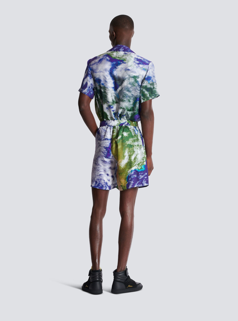 Silk shorts with Earth print 4
