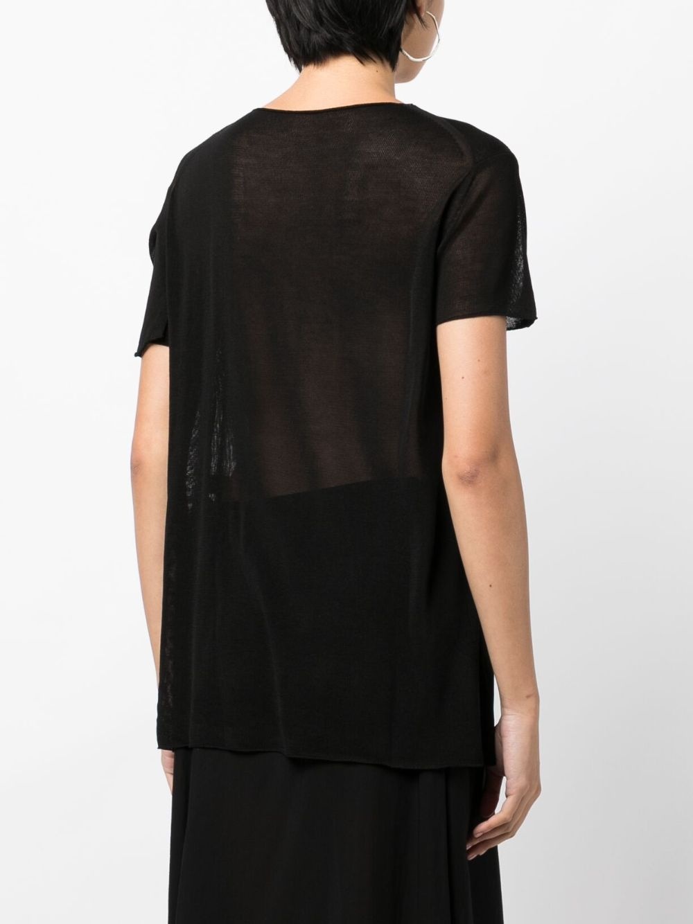 asymmetric semi-sheer T-shirt - 4