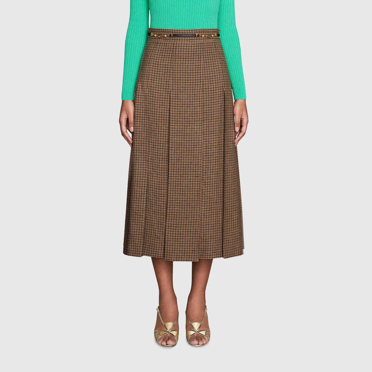 Pleated skirt with Double G chain - 3