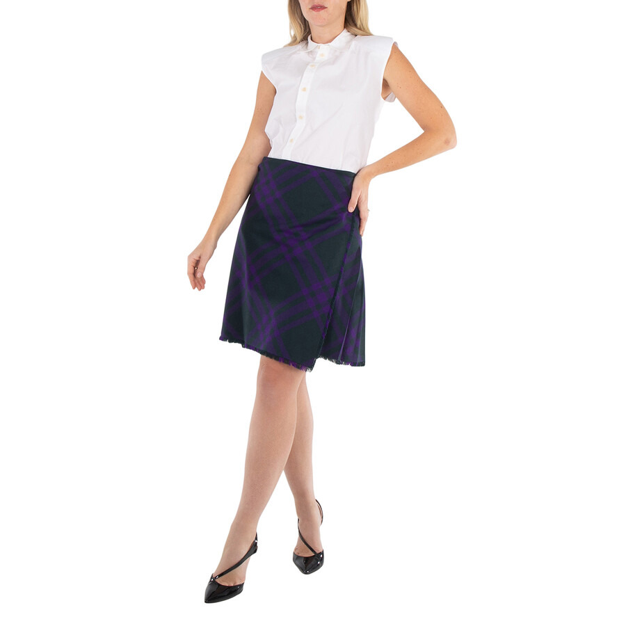 Burberry Vintage Check Frayed-Edge Wool Skirt - 3