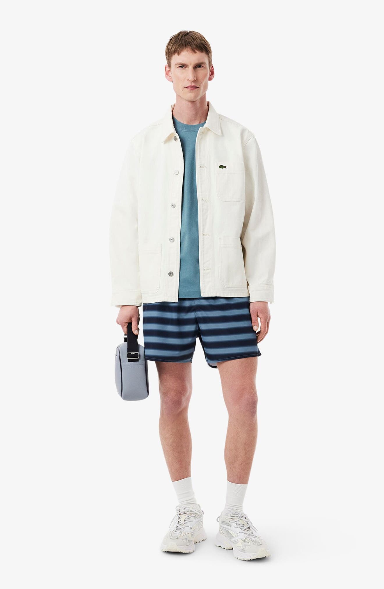 Lacoste Stencil Classic Fit Graphic T-Shirt in Cun Limestone/Falcon at Nordstrom - 6