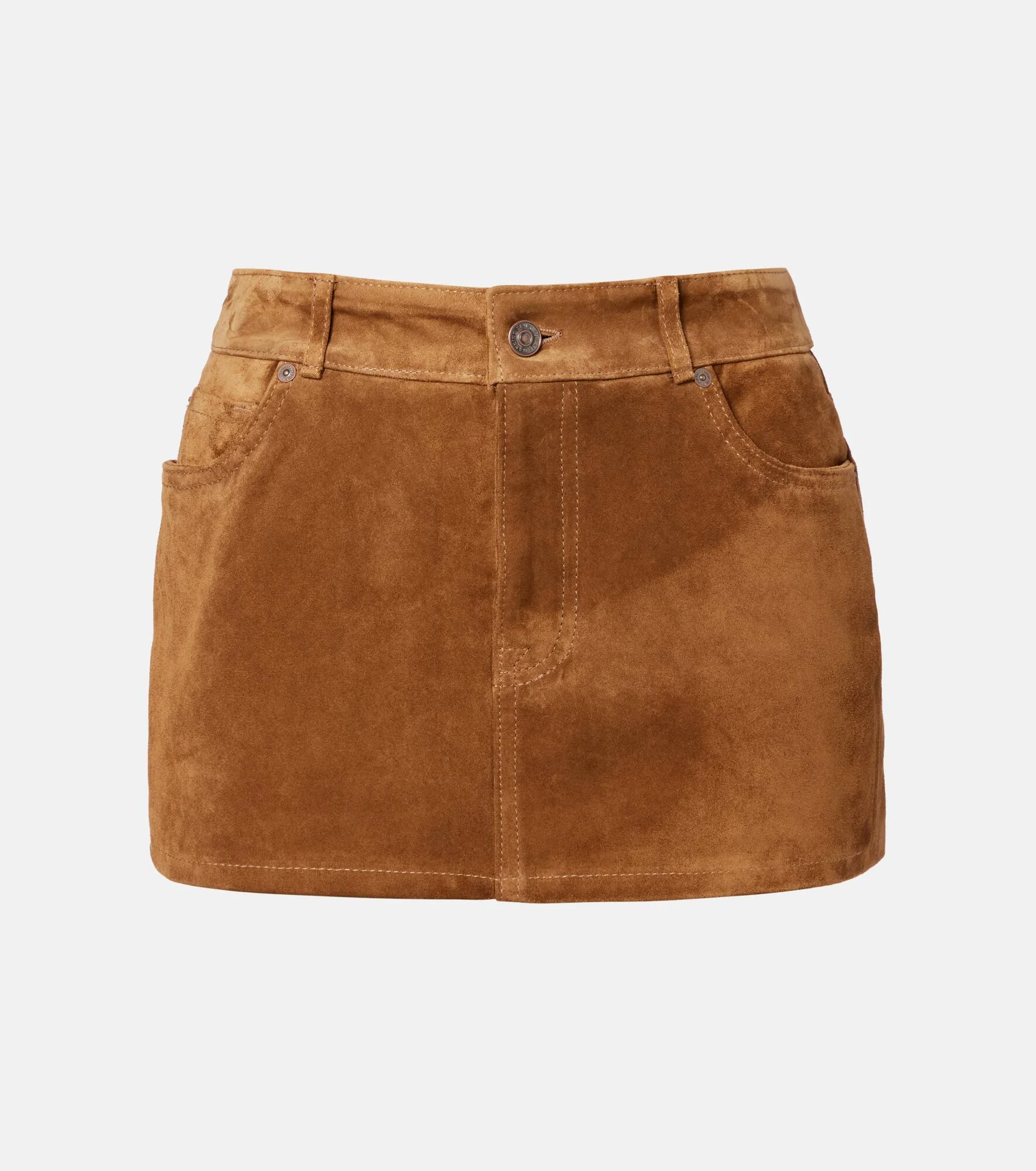 Low-rise suede miniskirt - 1