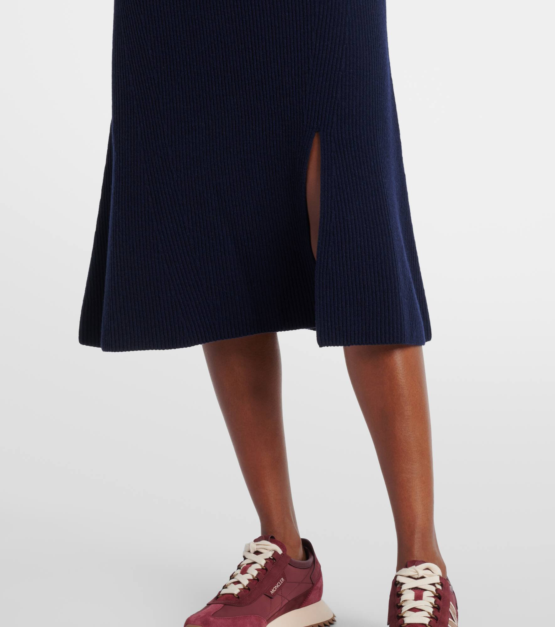 Ribbed-knit wool and cashmere midi skirt - 5