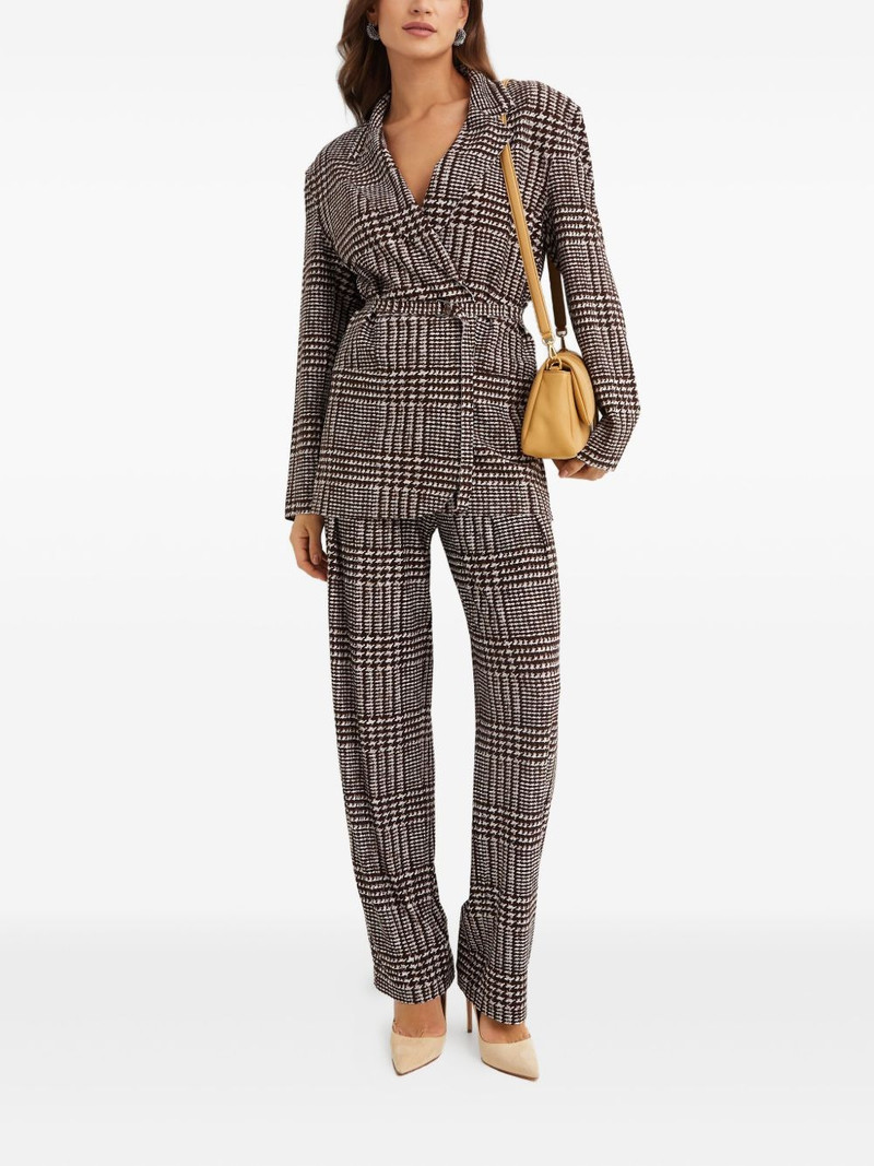 NORMA KAMALI pleated houndstooth trousers outlook