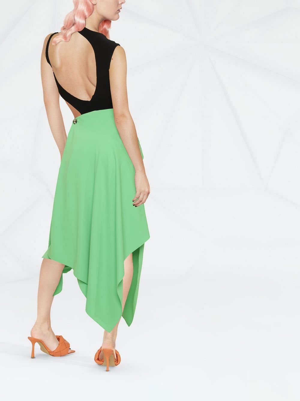 pleated asymmetric midi skirt - 3