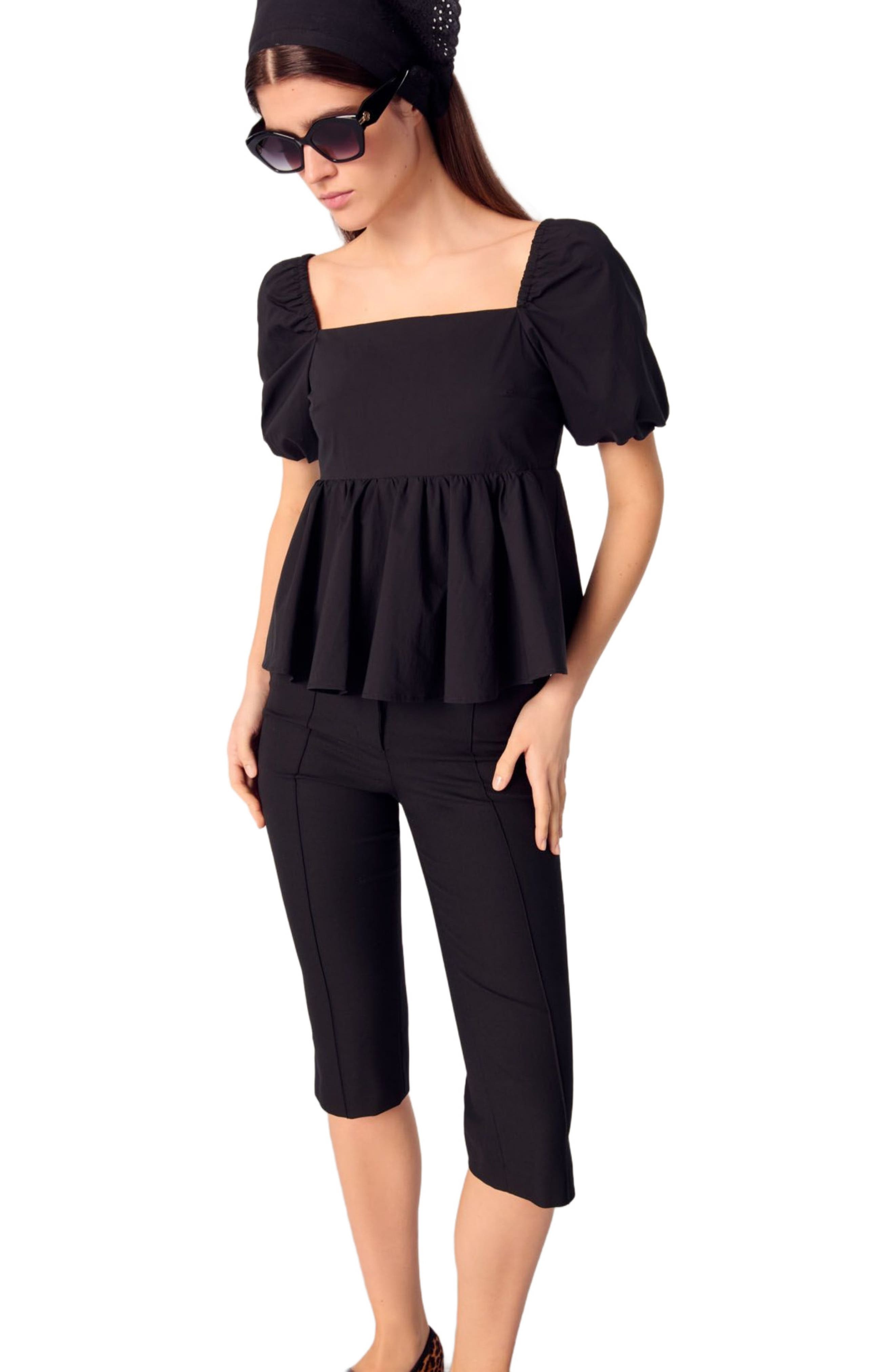 maje Poplin top with balloon sleeves in Black at Nordstrom - 4