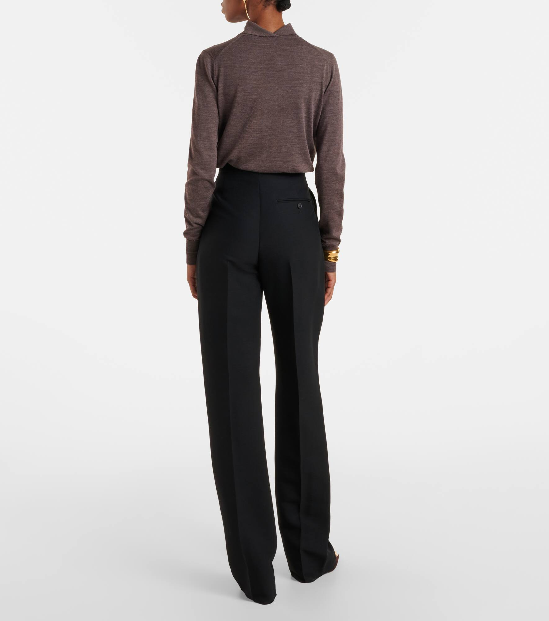 High-rise faille straight pants - 3