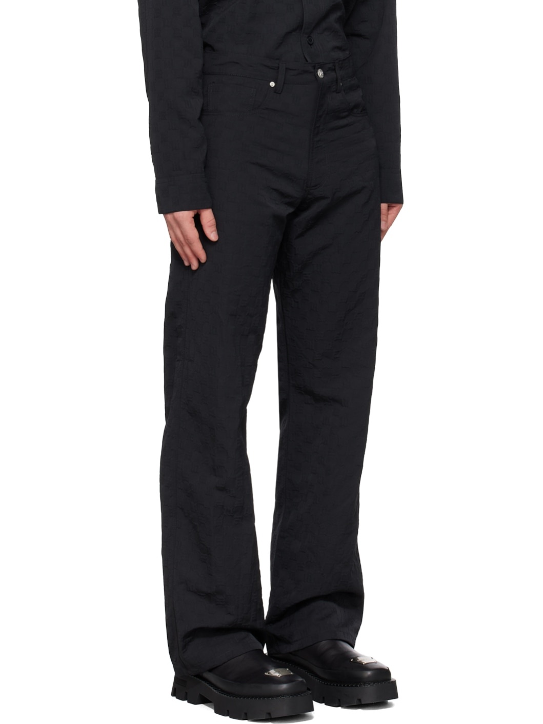 Black Embossed Trousers - 2