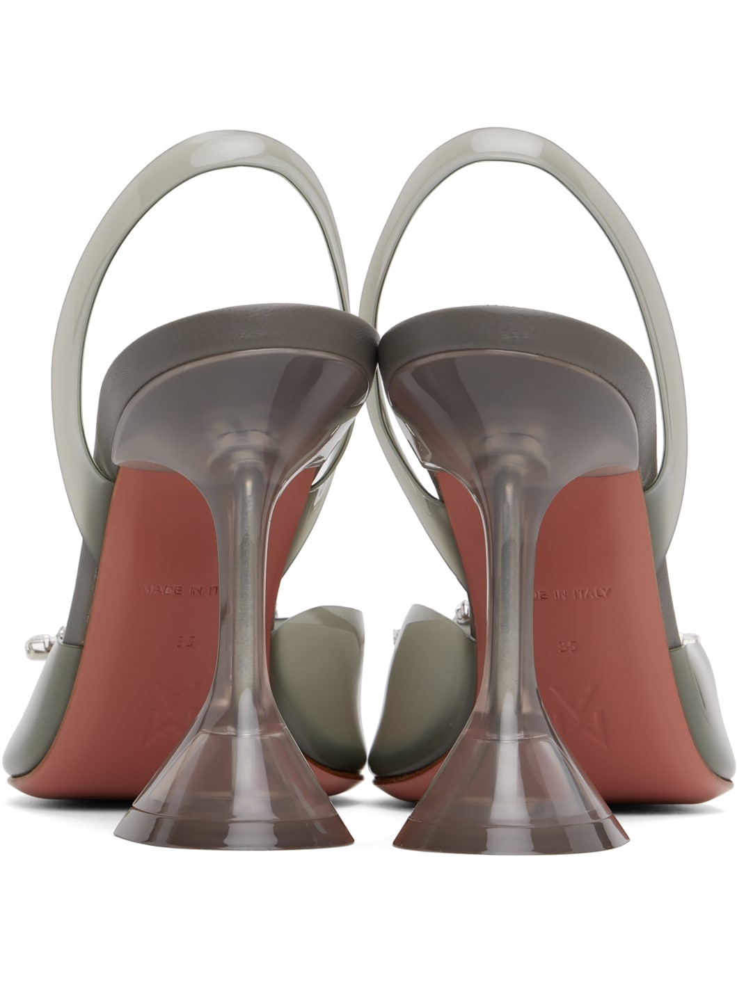 Gray Begum Glass Sling Heels - 2