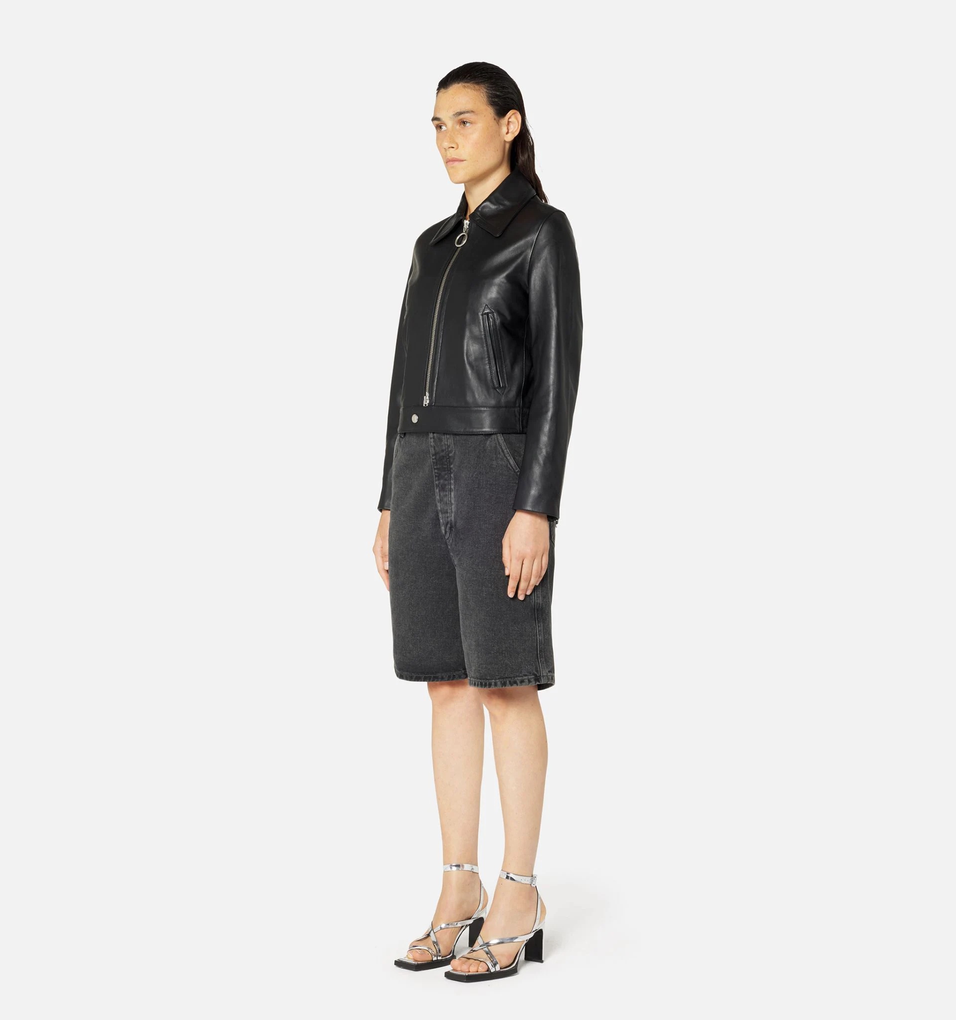 Smooth Leather Zipped Bomber - 3