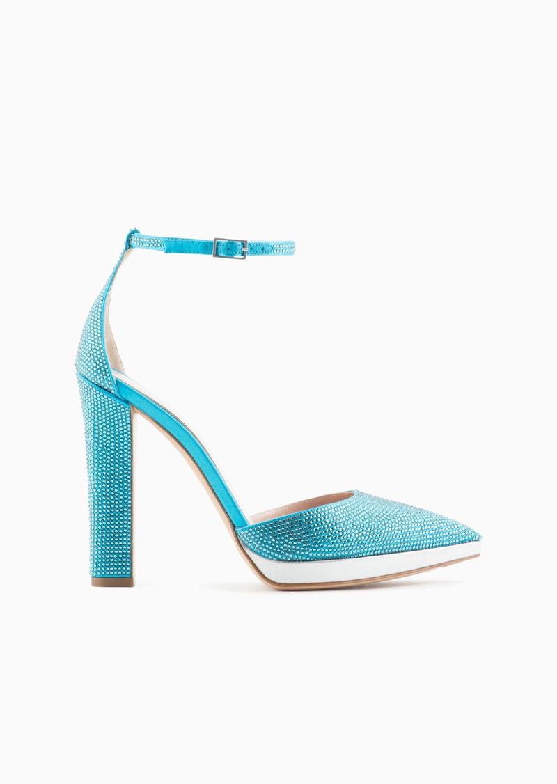 Rhinestone and satin d'Orsay court shoes 1