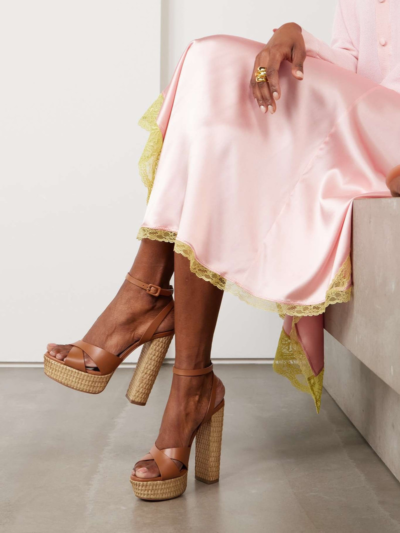 AQUAZZURA Sunseeker Plateau 140 leather platform sandals Tan outlook