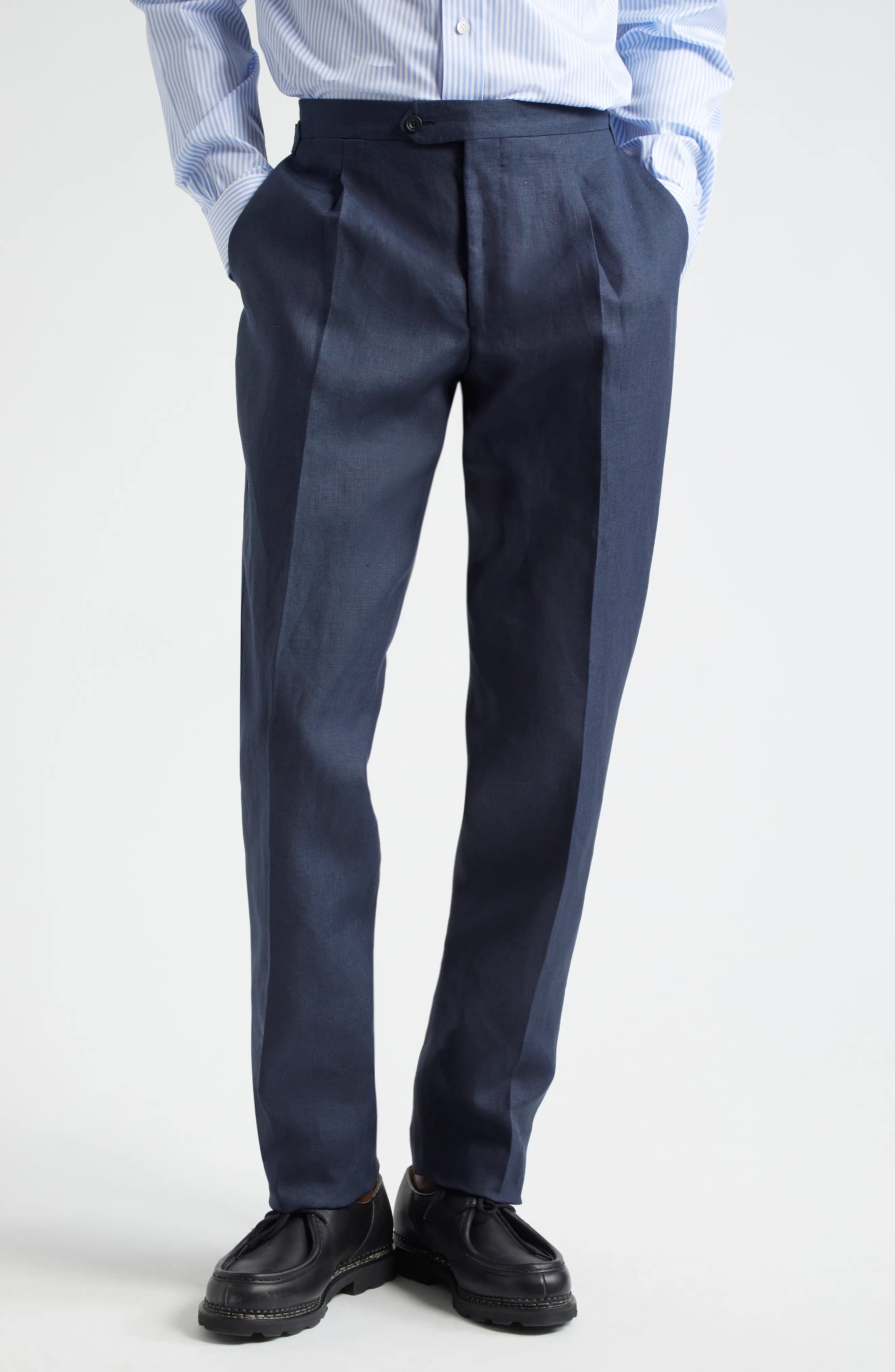 Tailored Pleated Linen Pants - 1