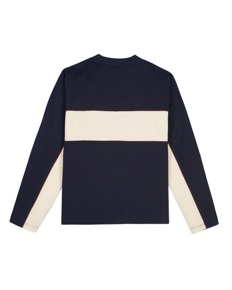 BRAIN DEAD Heavyweight Paneled Long Sleeve Shirt - Navy outlook