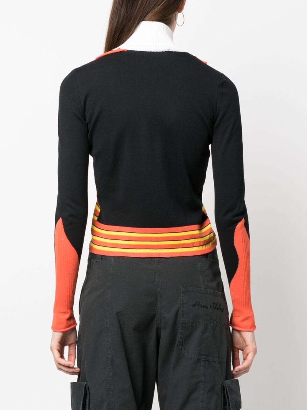 asymmetric stripe-pattern cardigan - 4
