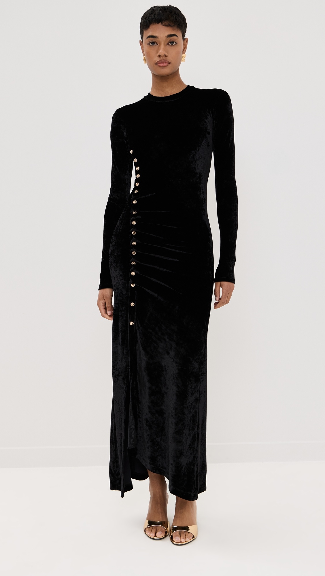 Long Draped Dress in Velvet - 6