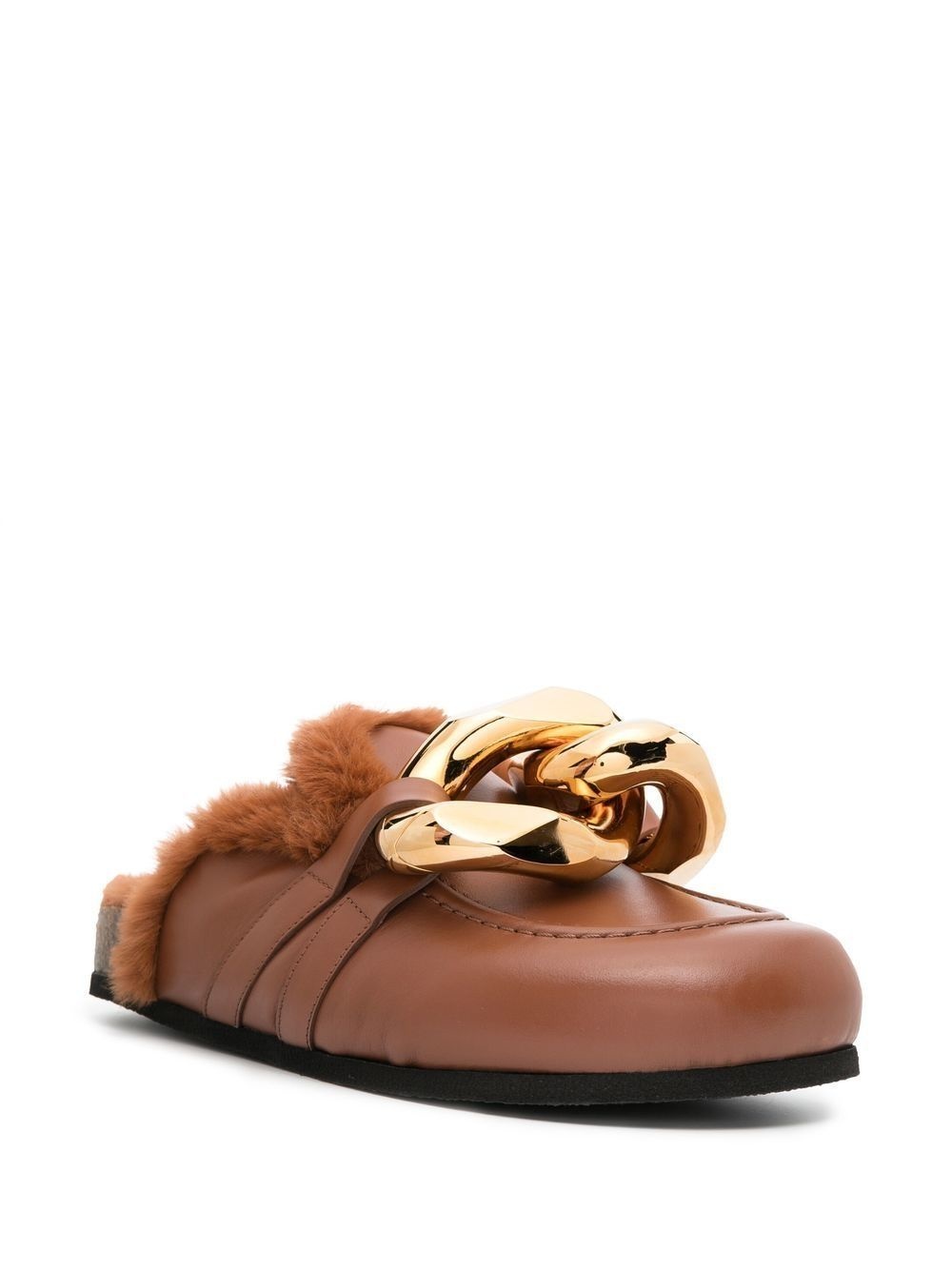 Chain shearling-trim loafers - 2