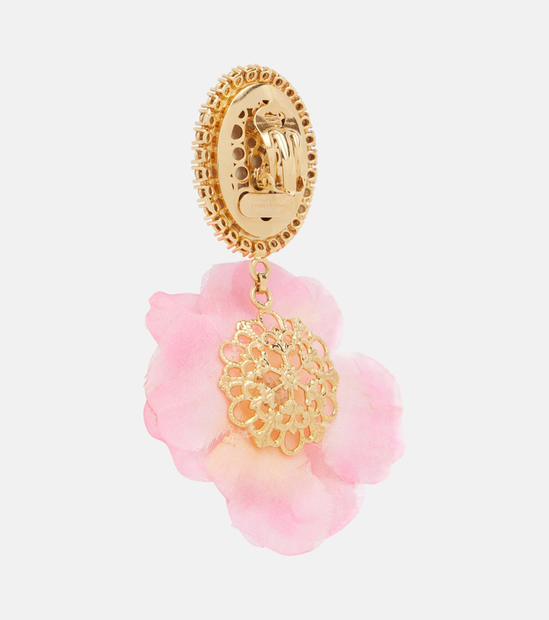 Embellished floral clip-on earrings 5