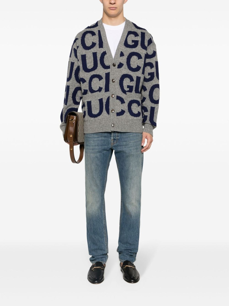 GUCCI logo-intarsia wool cardigan outlook