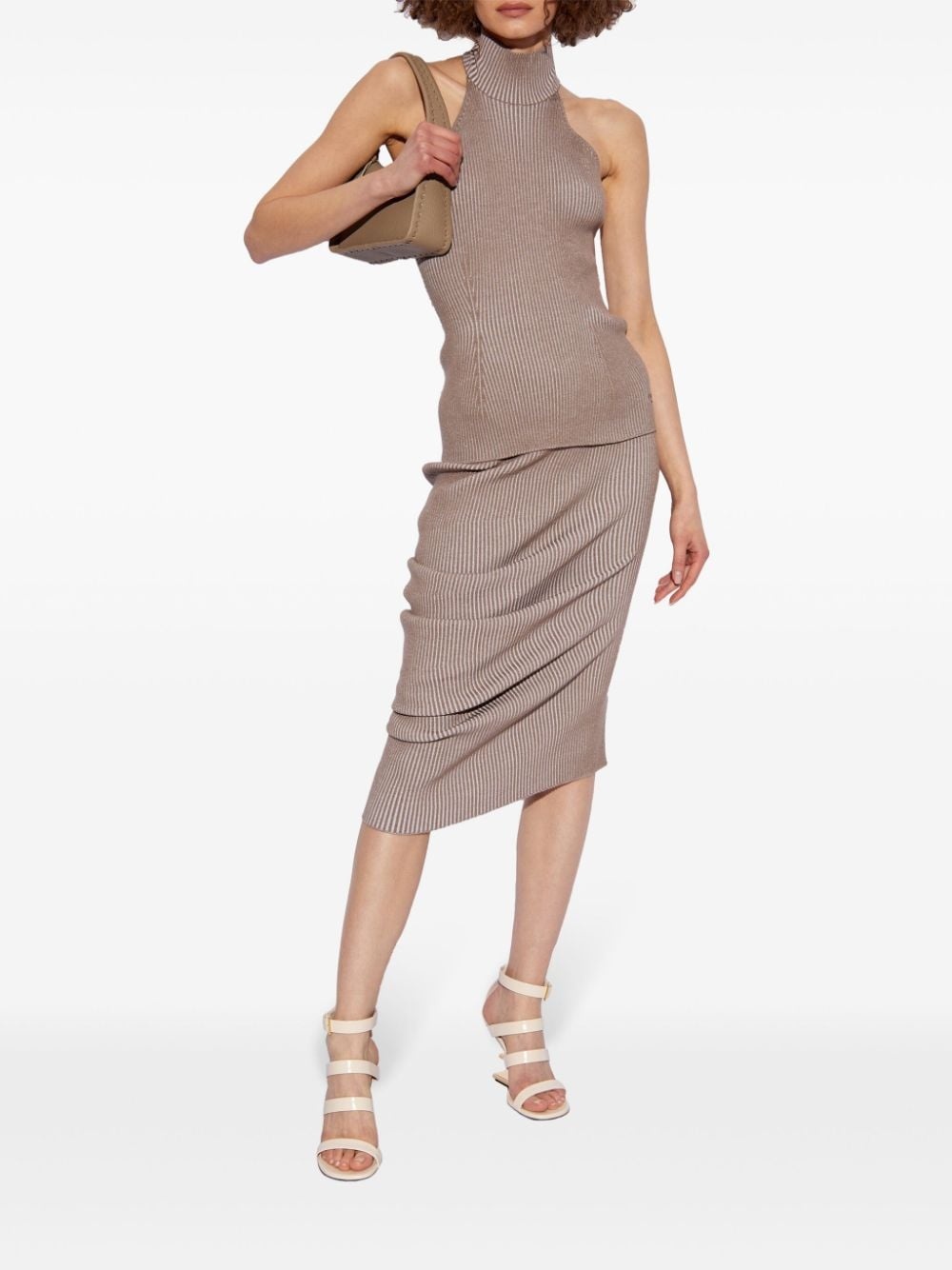 rib-knit wool pencil skirt - 2