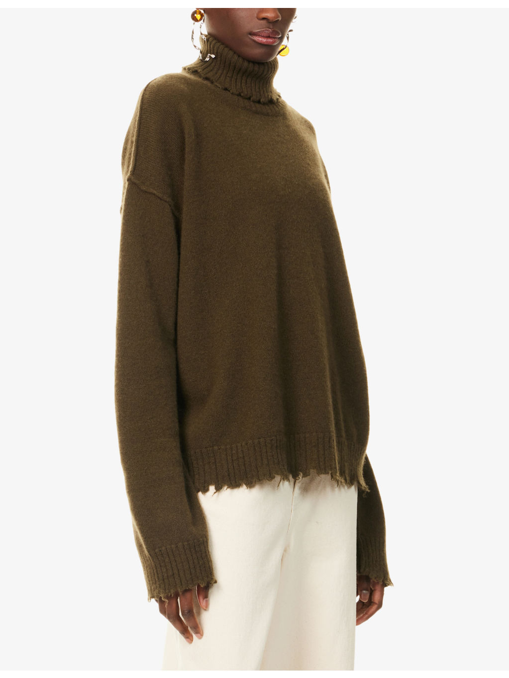 Distressed High-Neck Cashmere Jumper - 3