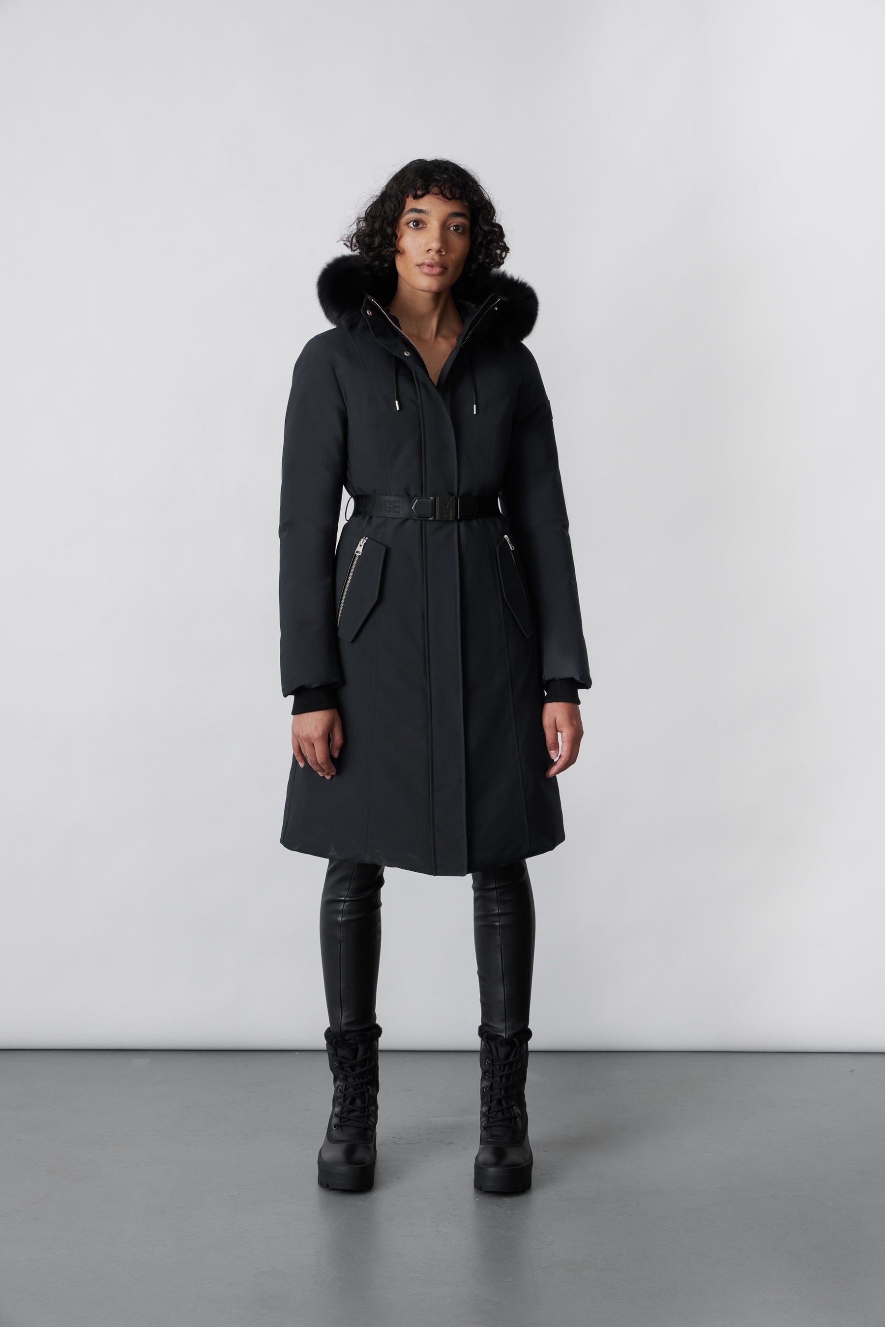 KAILYN Flared down coat with blue fox fur hood - 8