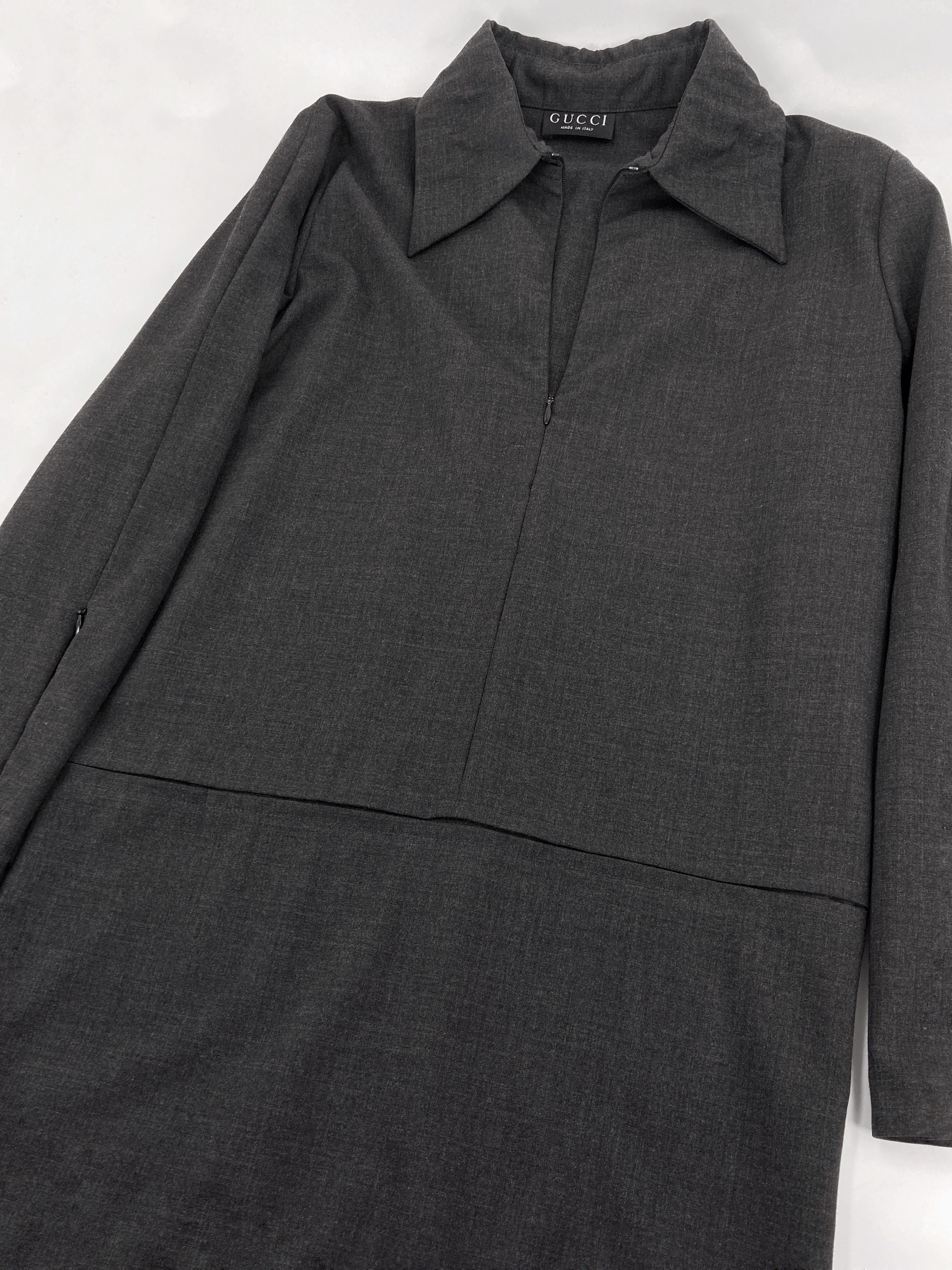Gucci Fall 1997 Tom Ford Minimal Grey Zip Dress 40 - 7