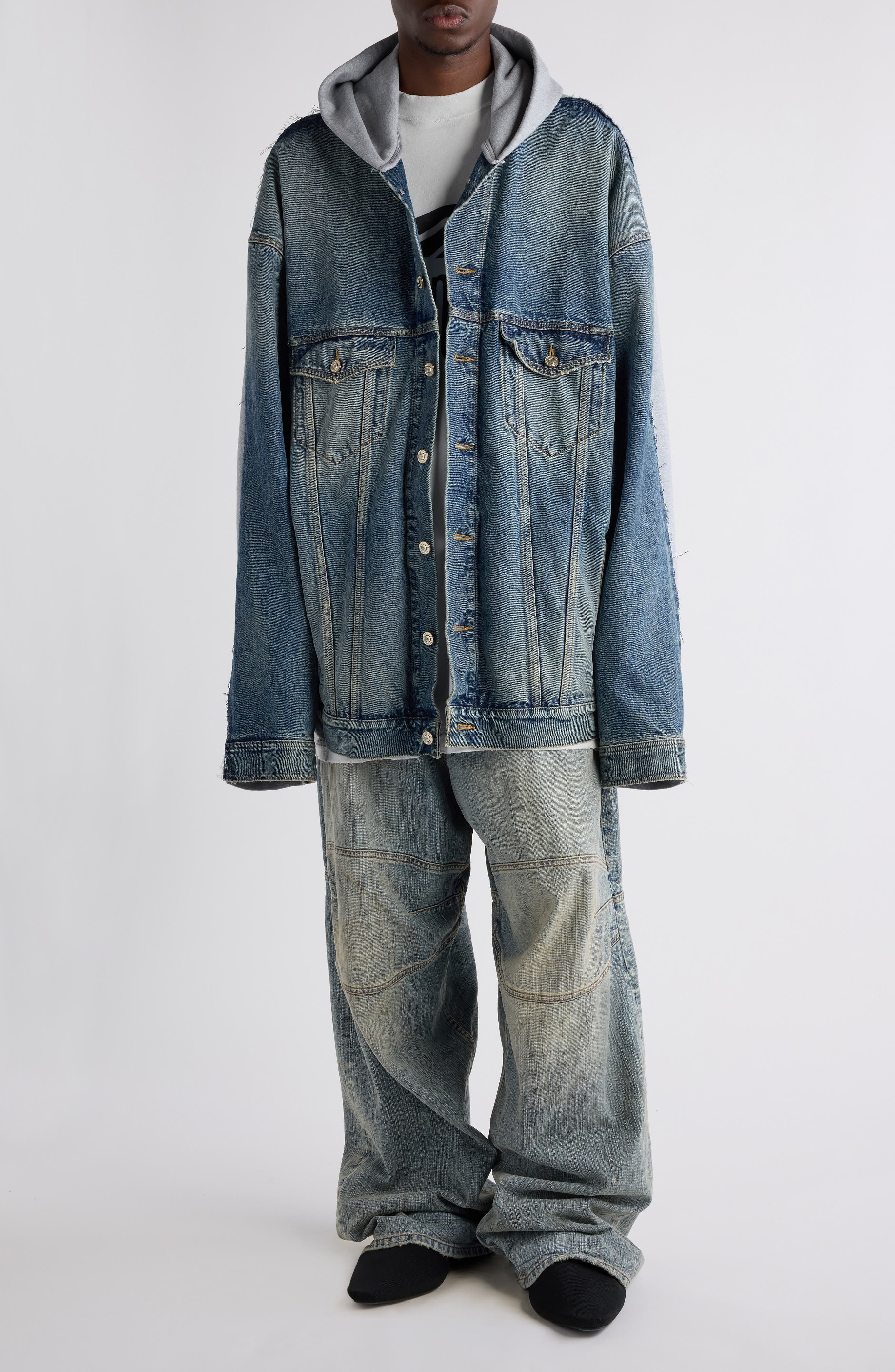 Balenciaga Hybrid Logo Jacket in 4245 Sun Bleached Blue at Nordstrom - 2
