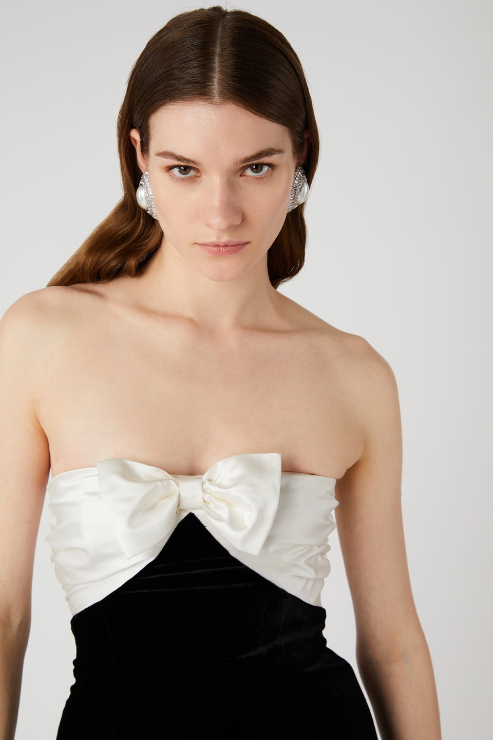 VELVET BUSTIER MINI DRESS WITH DUCHESSE BOW - 6