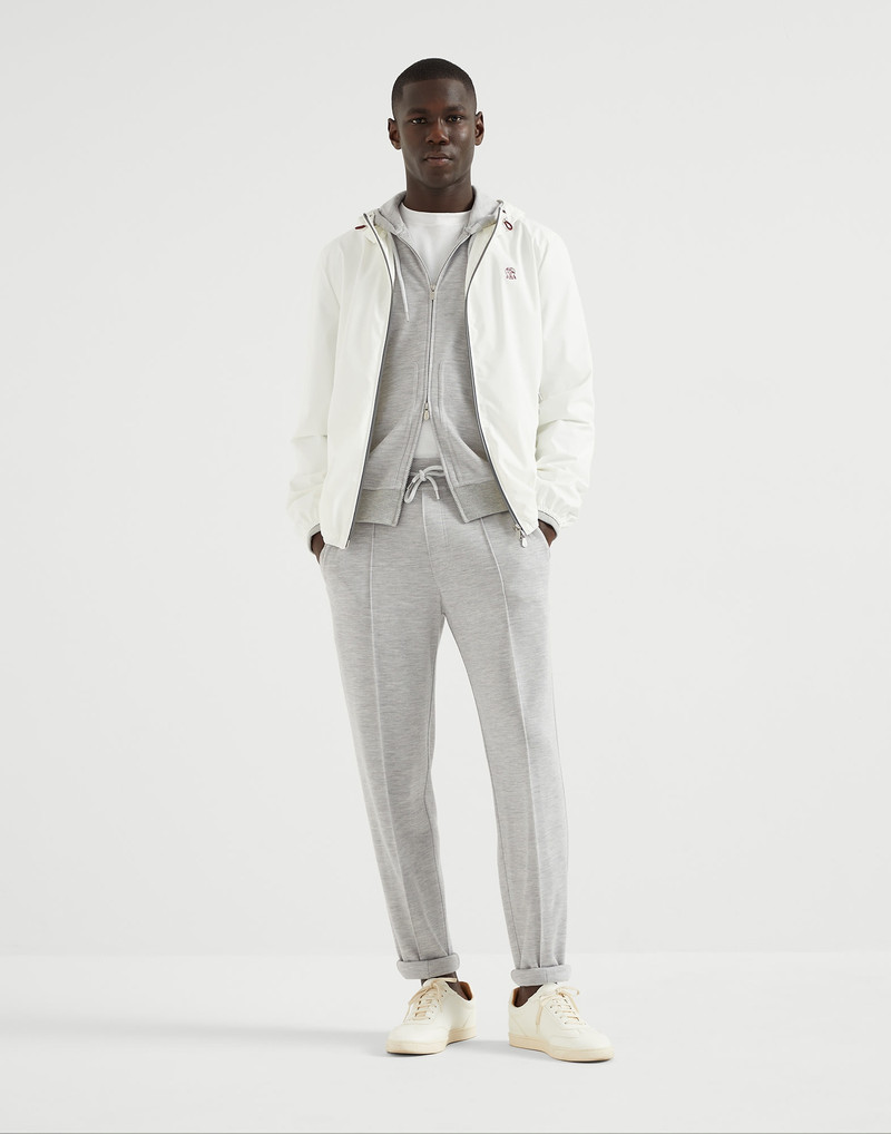 Bonded nylon hooded outerwear jacket with logo 5