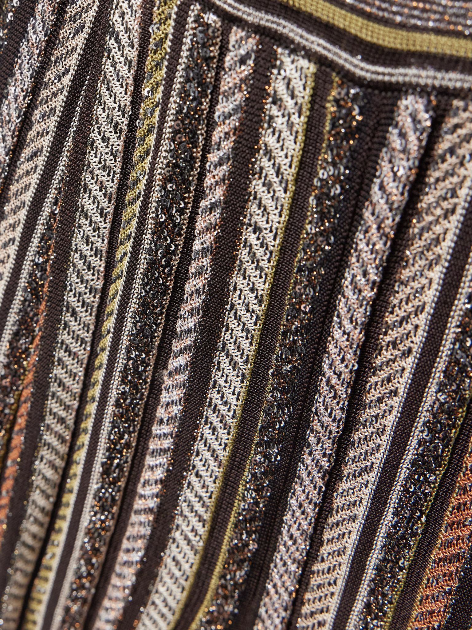 Sequin-embellished striped metallic crochet-knit wide-leg pants Metallic - 4