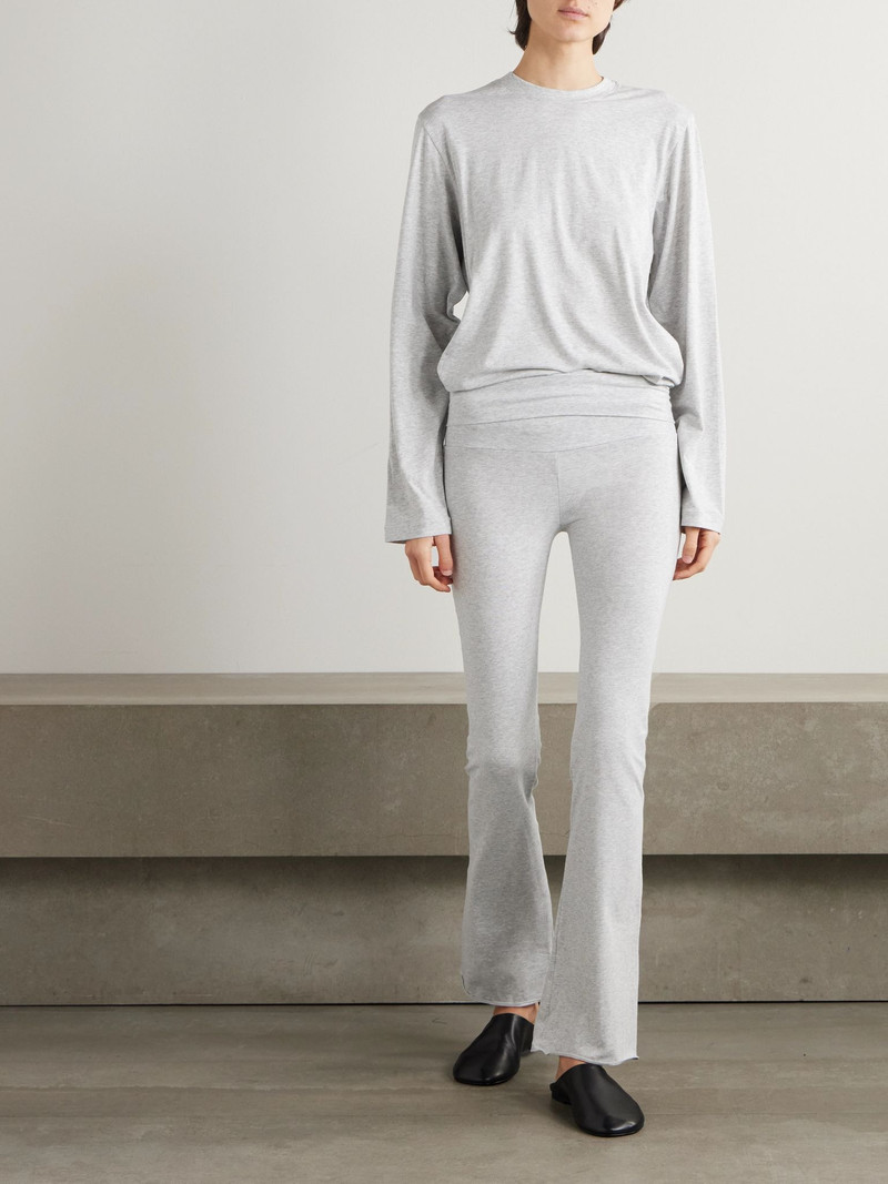 SKIMS Stretch-Cotton Jersey Foldover Pants - Light Heather Grey Light gray outlook