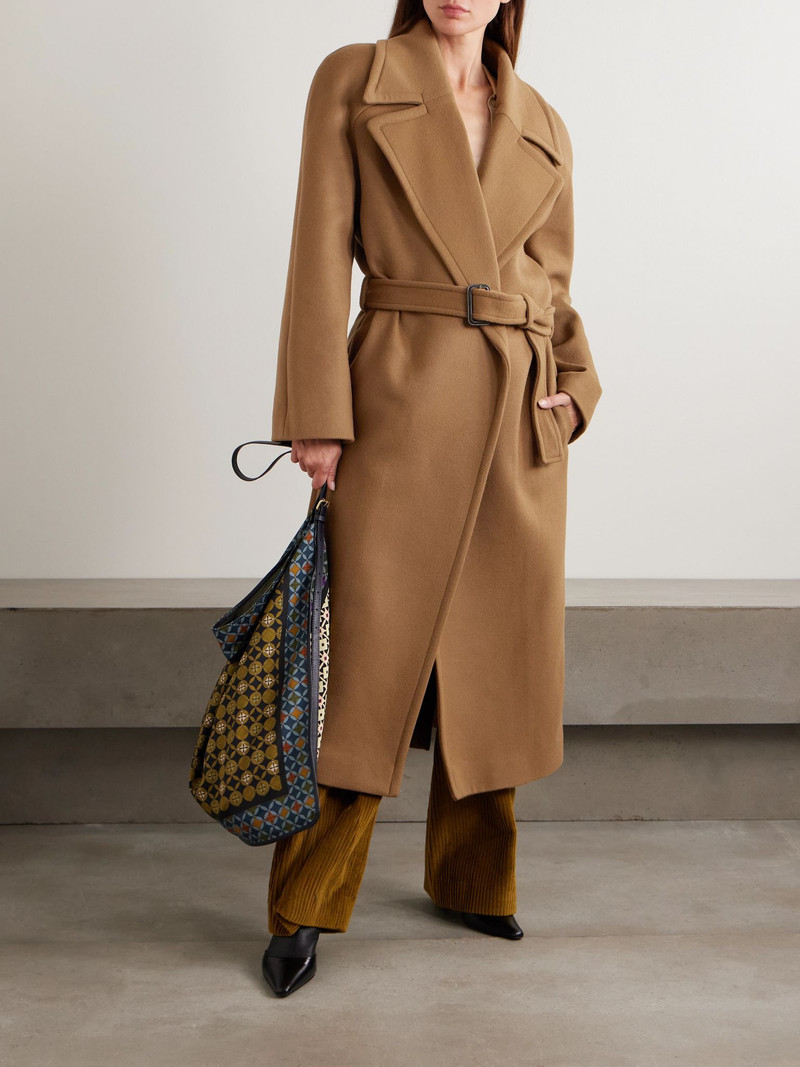 Stella McCartney Double-breasted belted wool coat Tan outlook