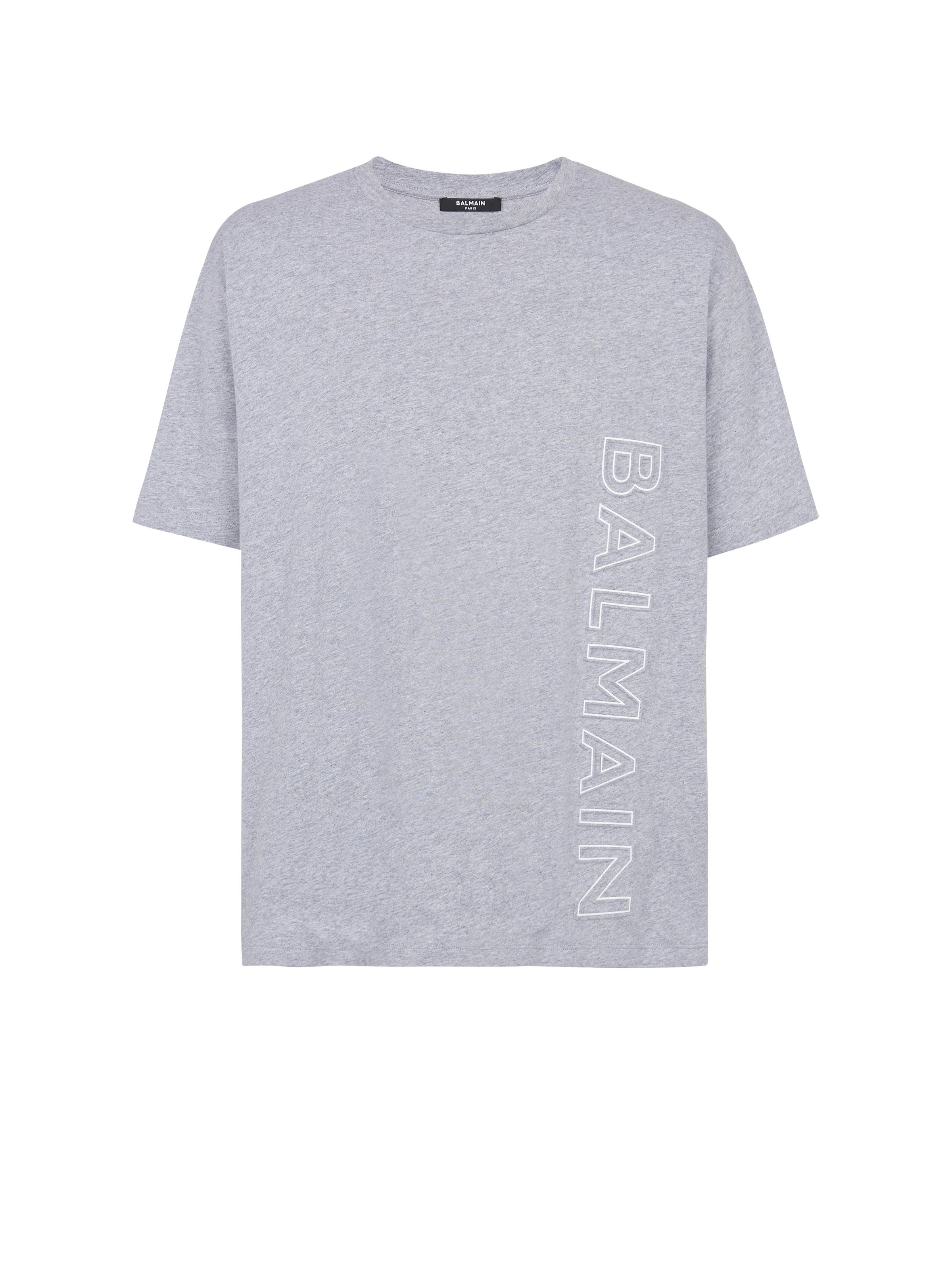 T-shirt in eco-responsible cotton with reflective Balmain logo - 1