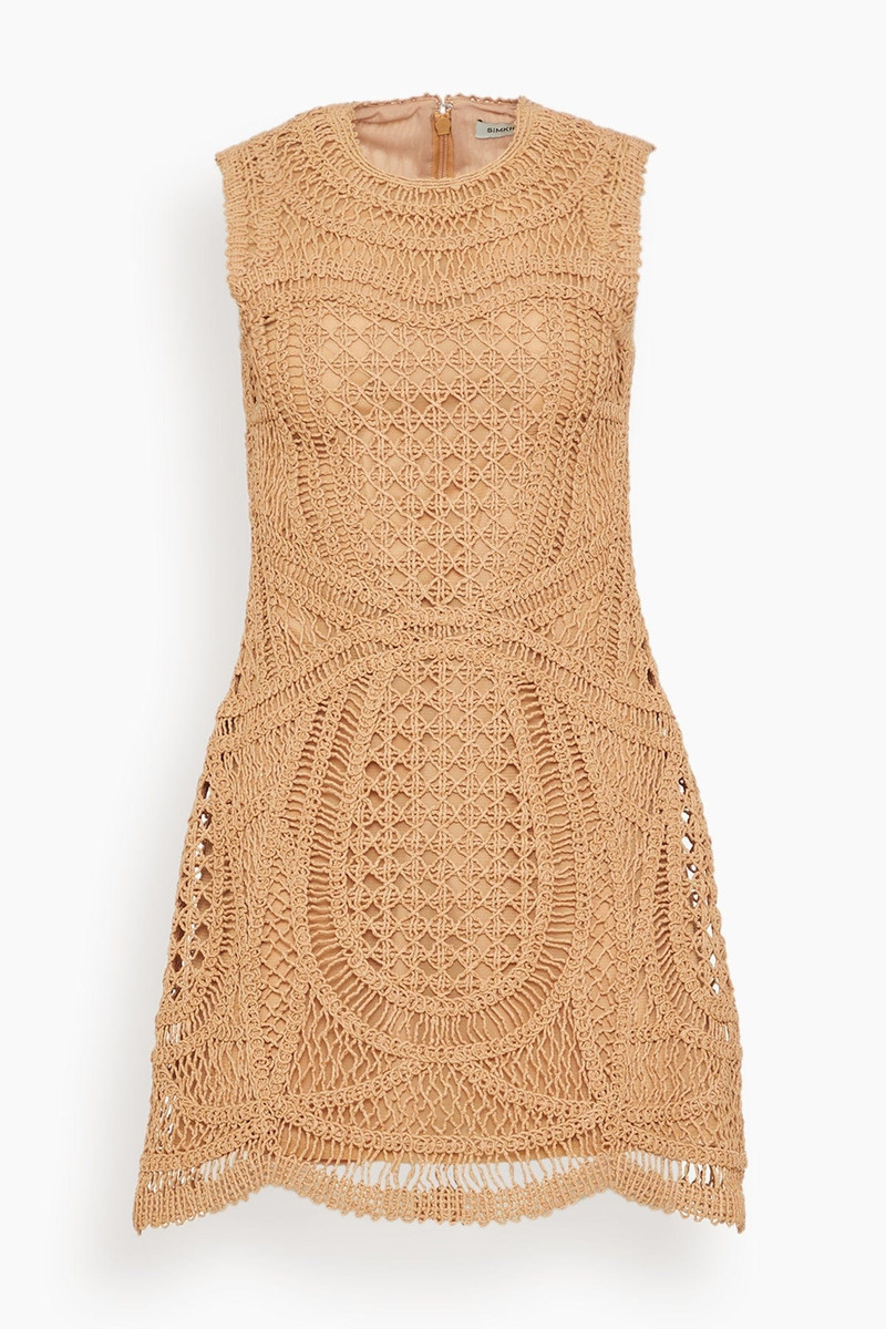 Coen Sleeveless Crewneck Mini Dress in Straw 1