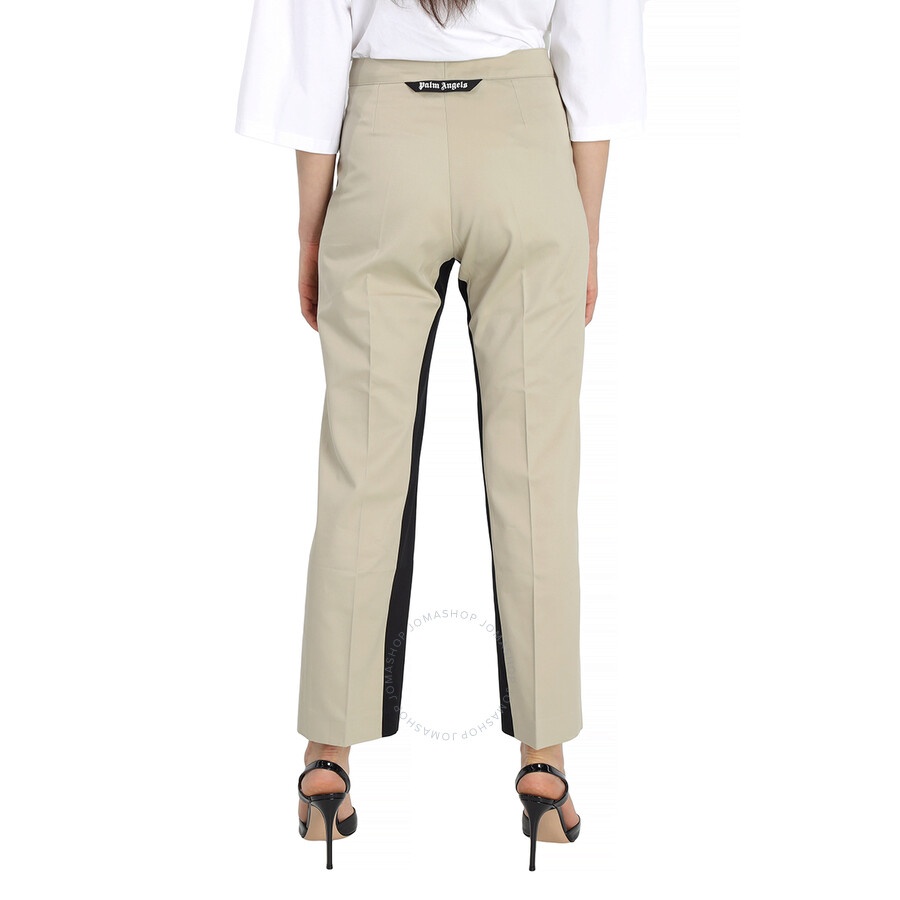 Palm Angels Ladies Beige Straight-leg Panelled Two-tone Trousers - 3