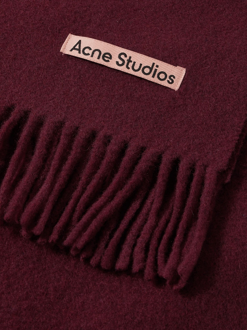 Fringed wool scarf Burgundy 3
