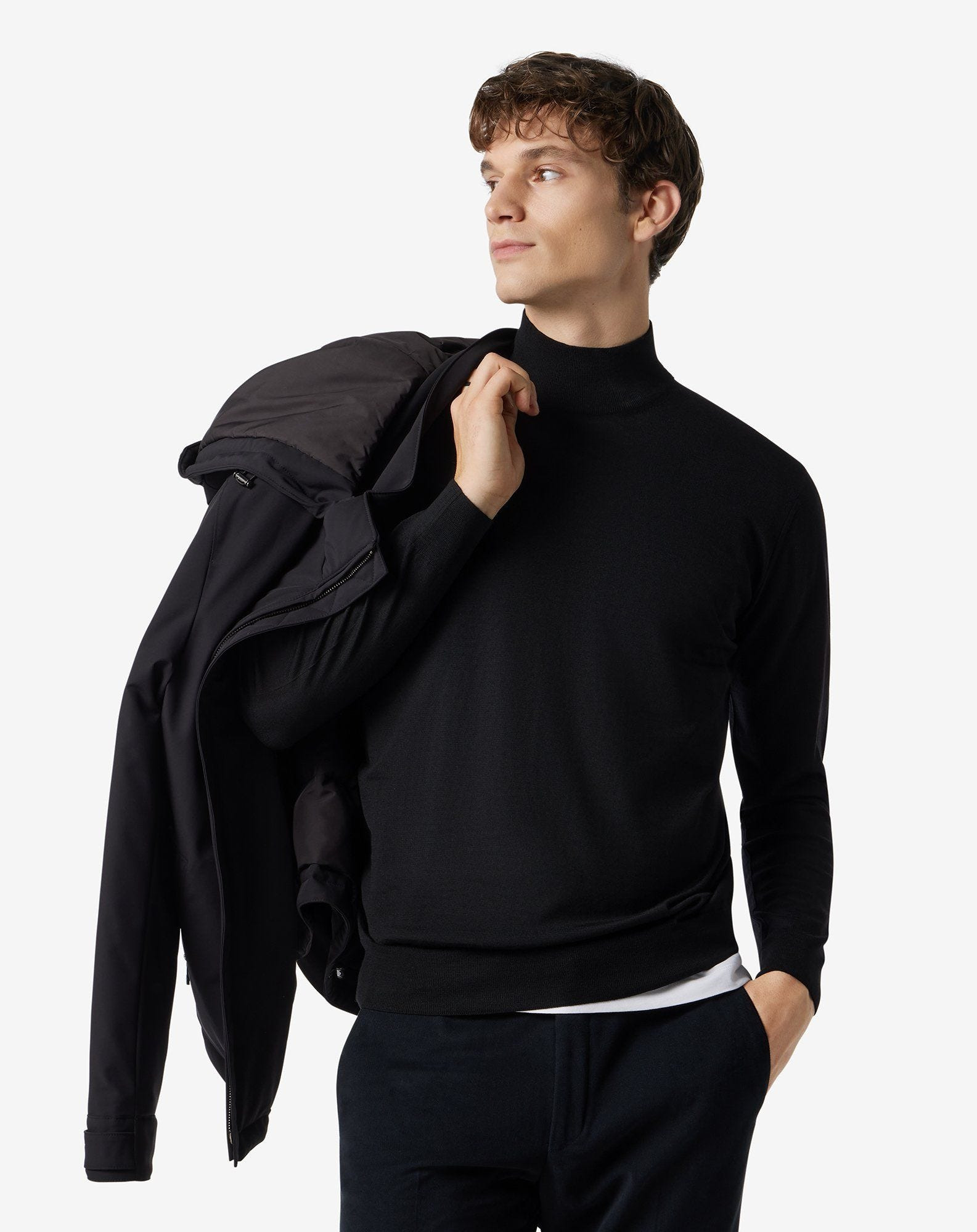 Black ultra fine 120's wool turtleneck - 2