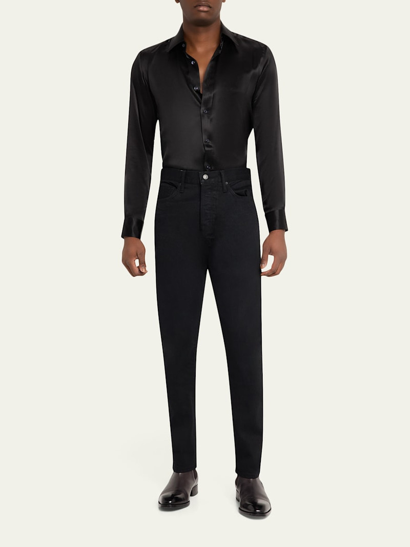 TOM FORD Men's Slim-Fit Stretch Black Denim Five-Pocket Pants outlook