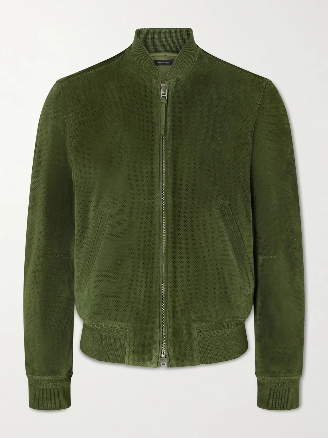 Perforated Suede Bomber Jacket - 1