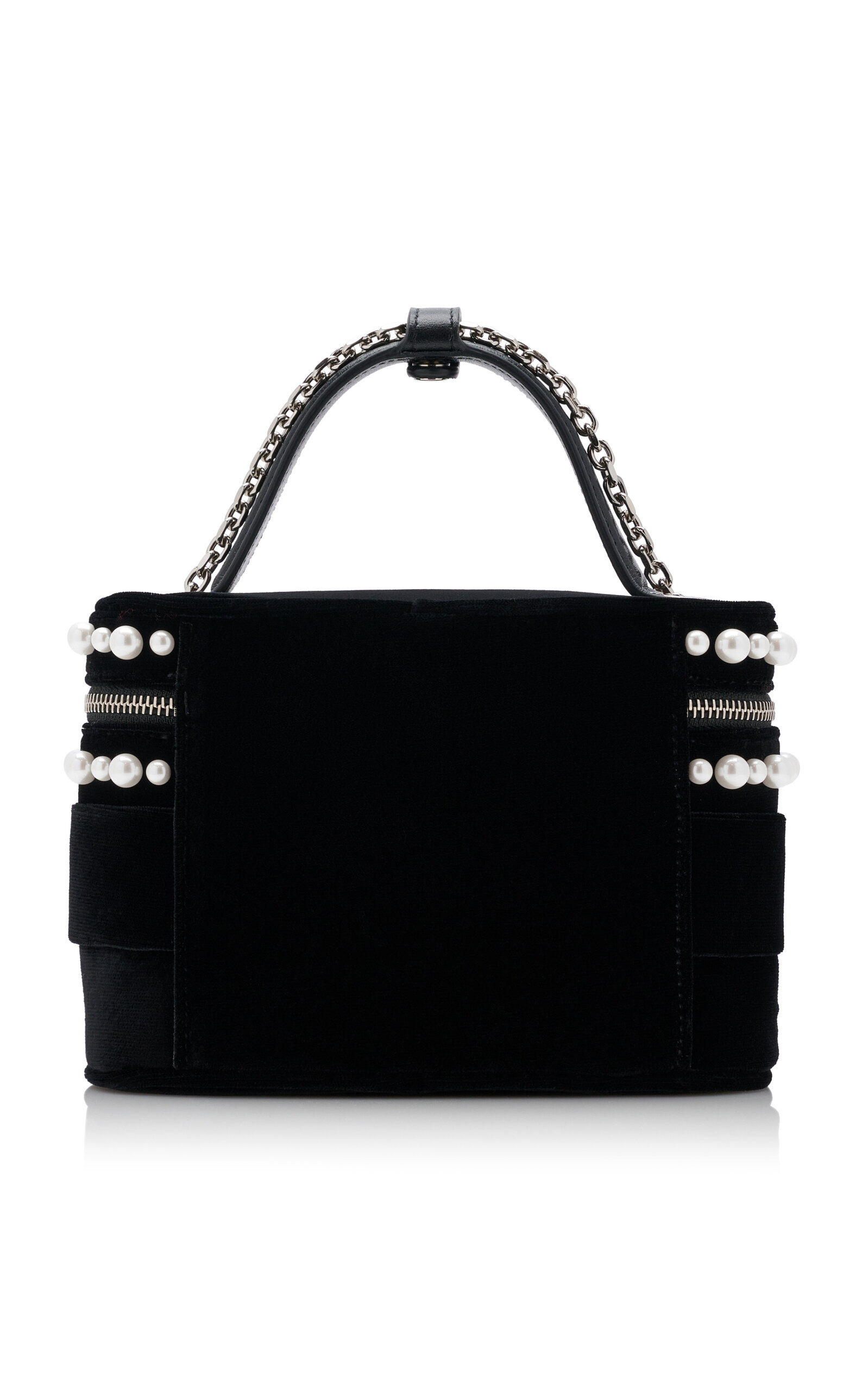 Pearl-Embellished Velvet Vanity Micro Bag black - 5