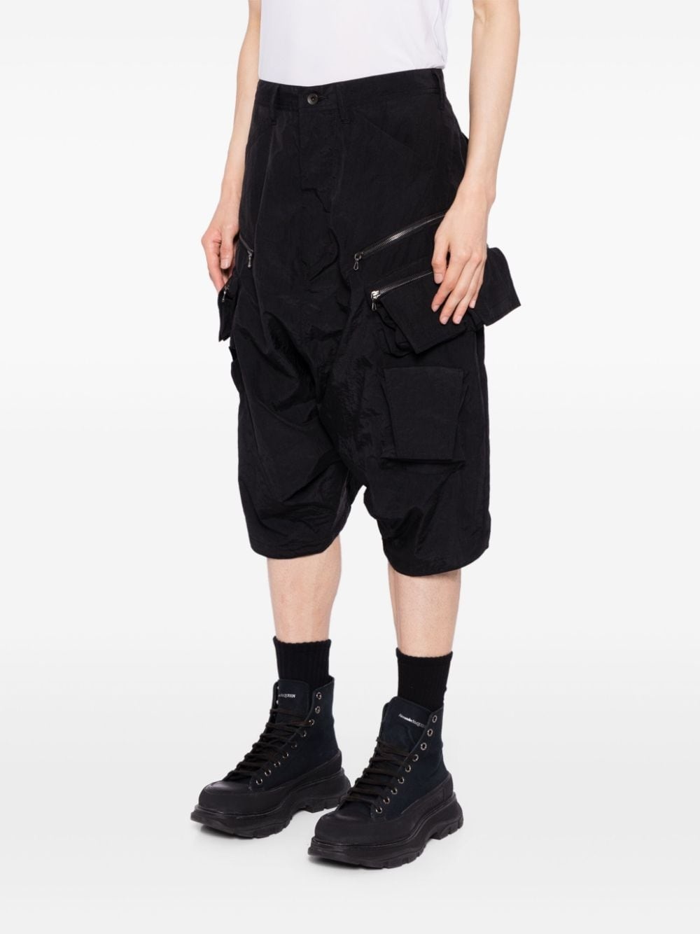 mid-rise drop-crotch cargo shorts - 3