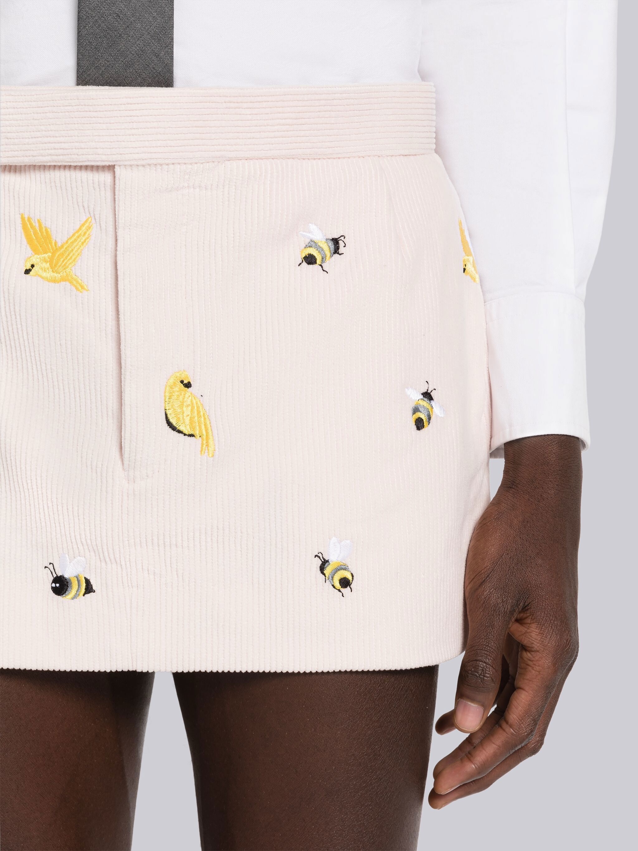 embroidered corduroy mini skirt - 4
