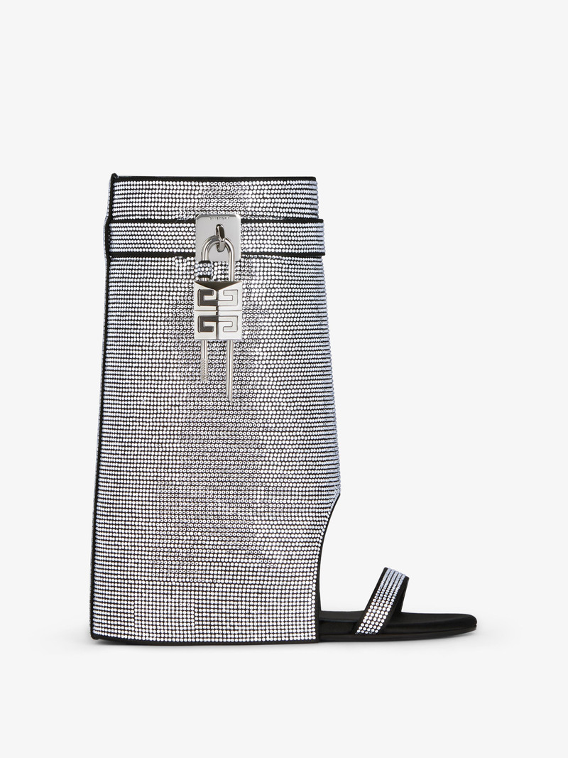 SHARK LOCK SANDALS IN SATIN WITH STRASS 1