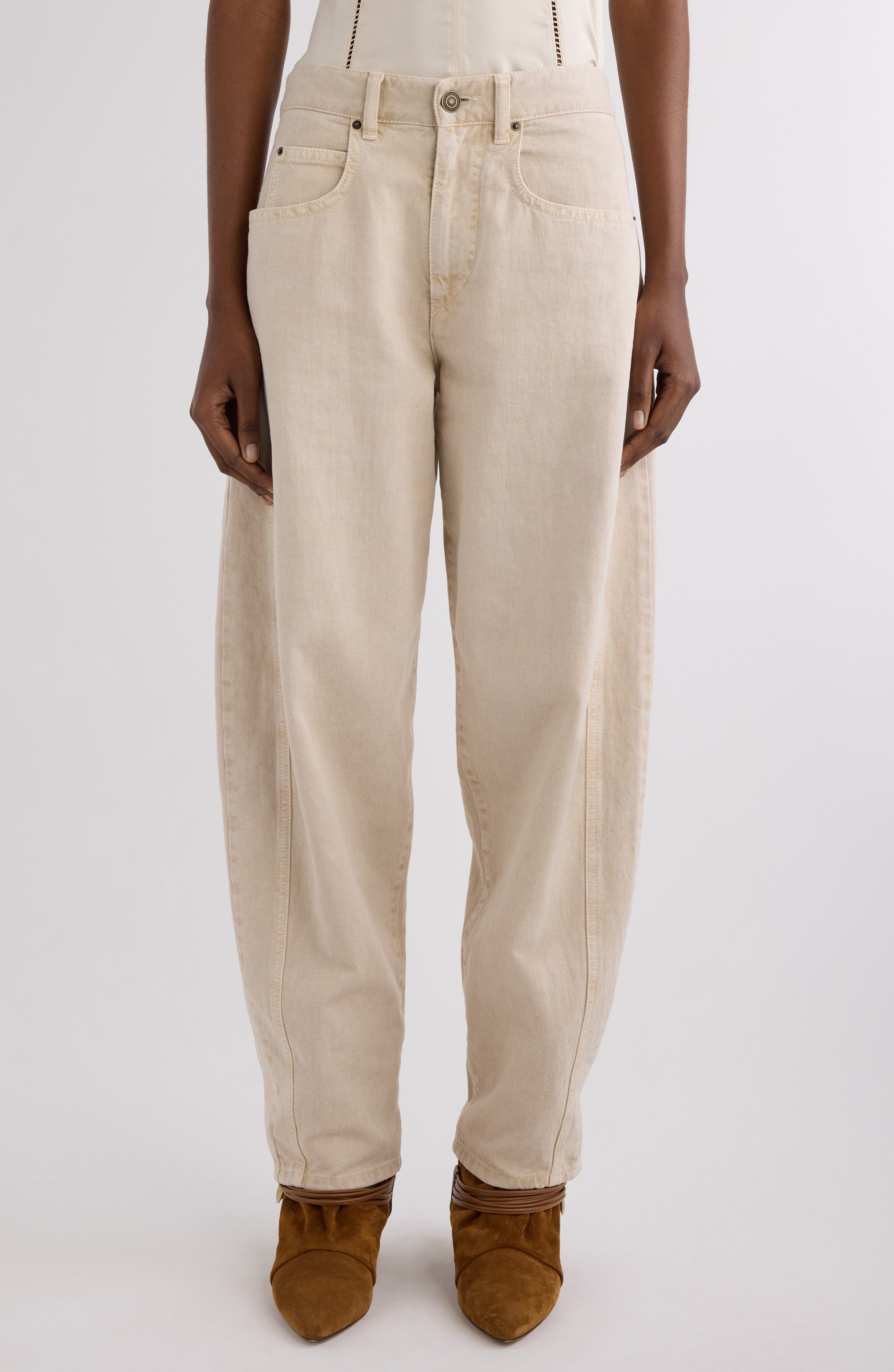 Isabel Marant Oriane Barrel Leg Jeans in Ecru at Nordstrom - 1