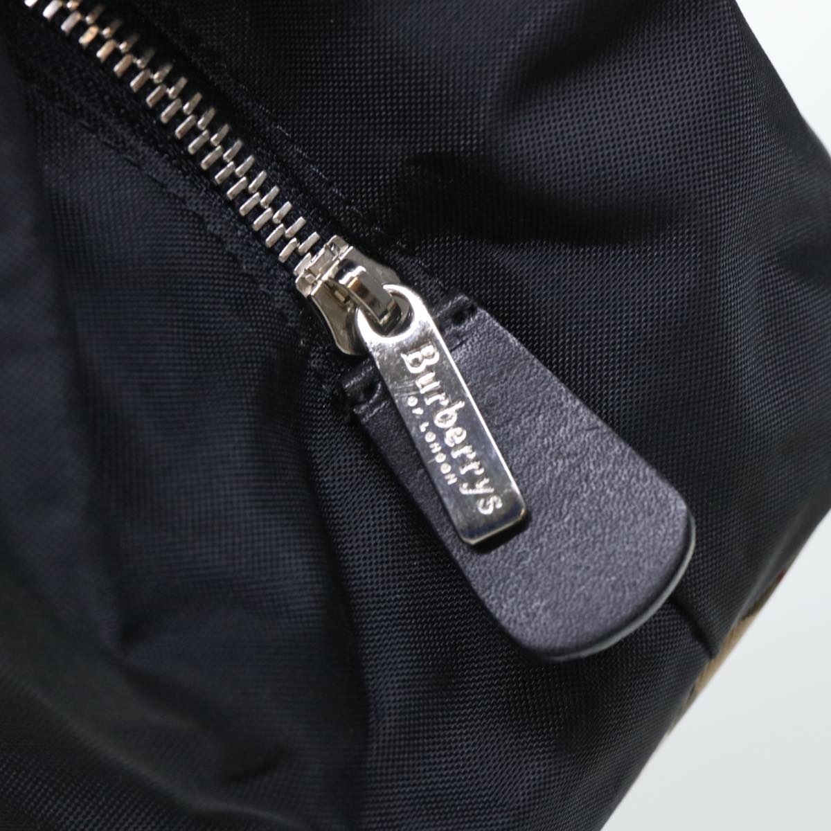 Burberry Nova Check Blue Label Hand Bag Nylon Black Beige - 9