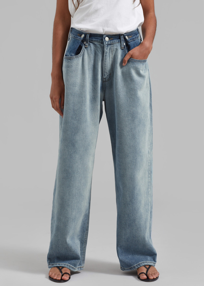 Hayla Contrast Denim Pants - Light Wash/Blue 8