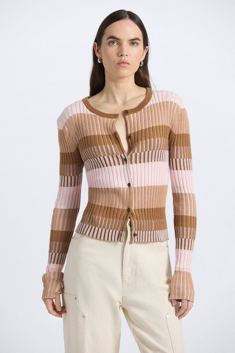 THIBEAUT PLAITED STRIPE CARDIGAN 1