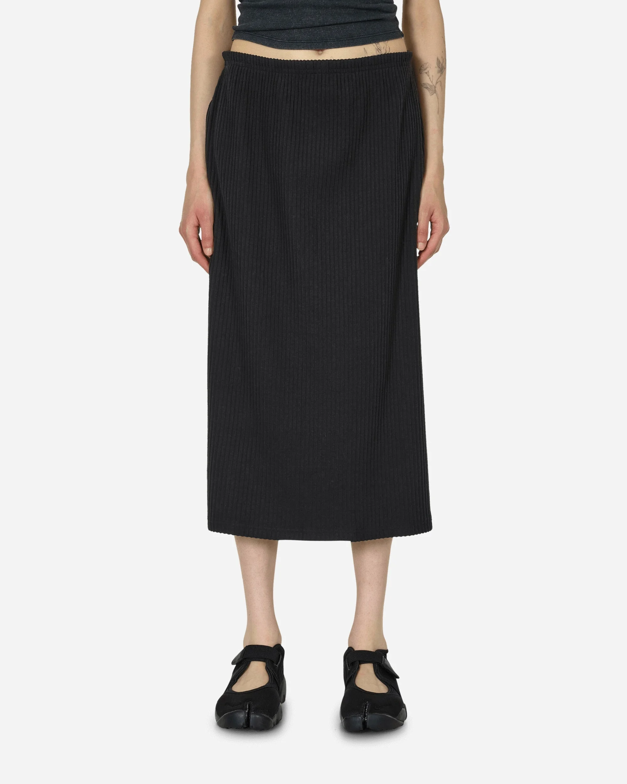Chill Knit Ribbed Midi Skirt Black - 1